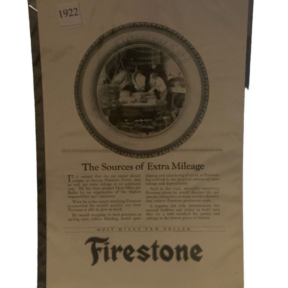 Vintage 1922 Firestone The Source of Extra Mileage Ad Advertisement
